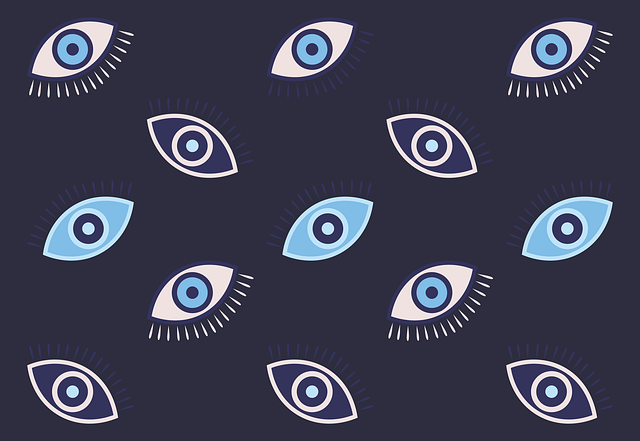 パソコン作業で目を押さえる人のイラスト