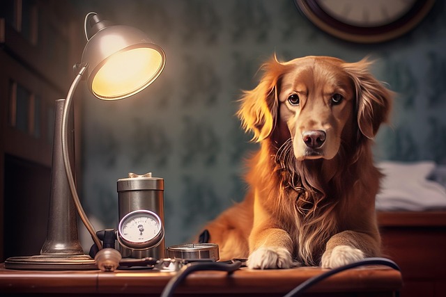 獣医が犬の健康状態をチェックしている様子