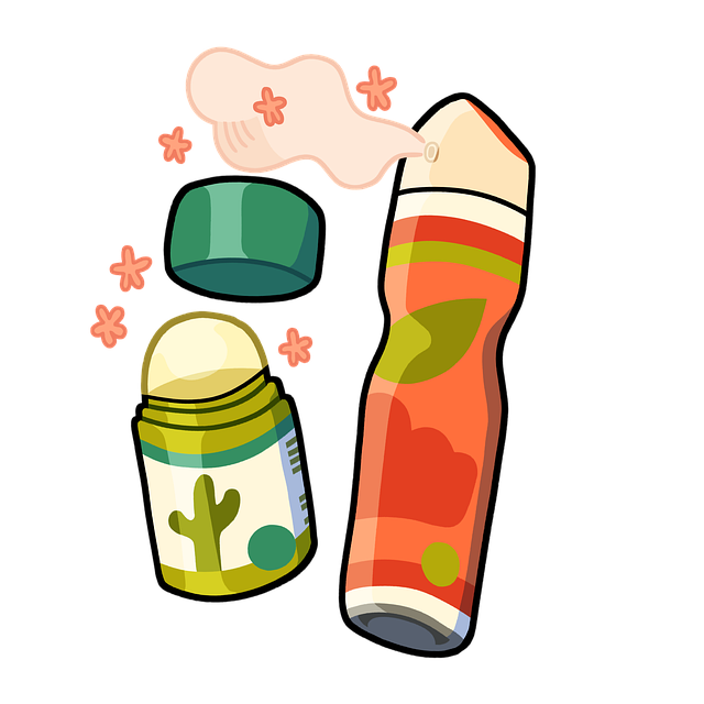 ドラッグストアの制汗剤コーナーで悩む女性