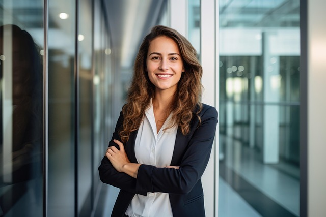 笑顔で自信に満ちた表情の人物