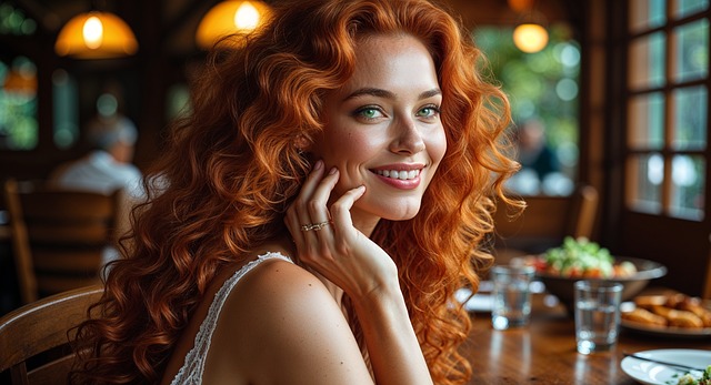 美しくまとまった髪で笑顔の女性