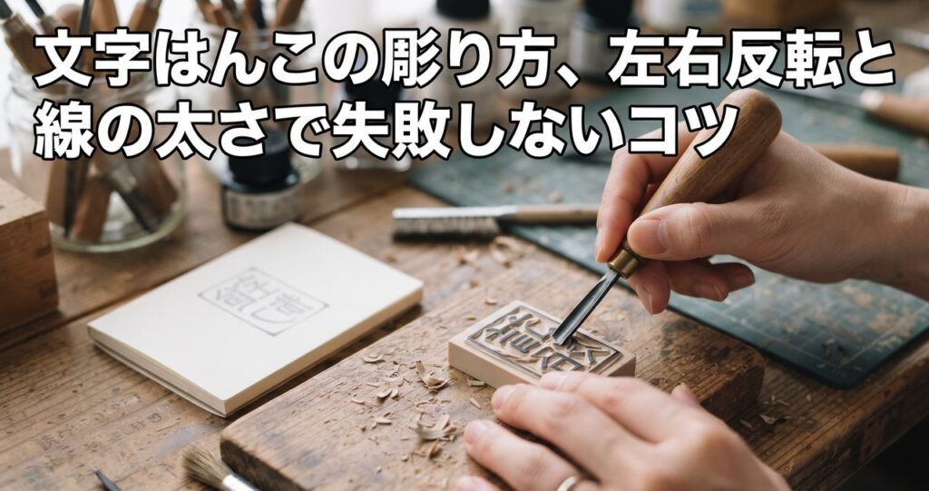 文字はんこの彫り方、左右反転と線の太さで失敗しないコツ