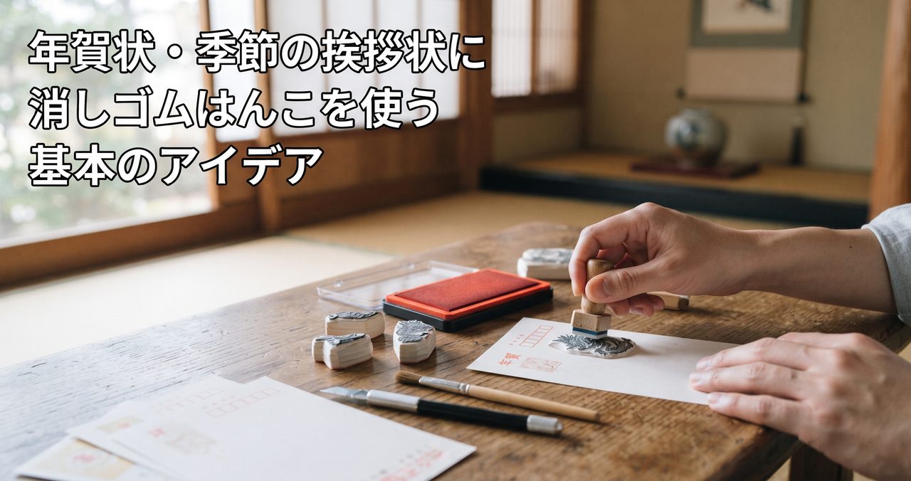 年賀状・季節の挨拶状に消しゴムはんこを使う基本のアイデア
